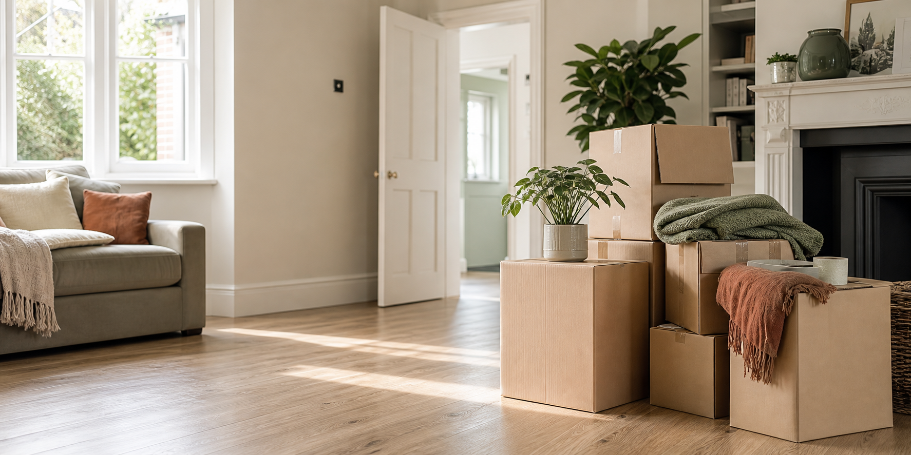 Bright, organised home prepared for moving day
