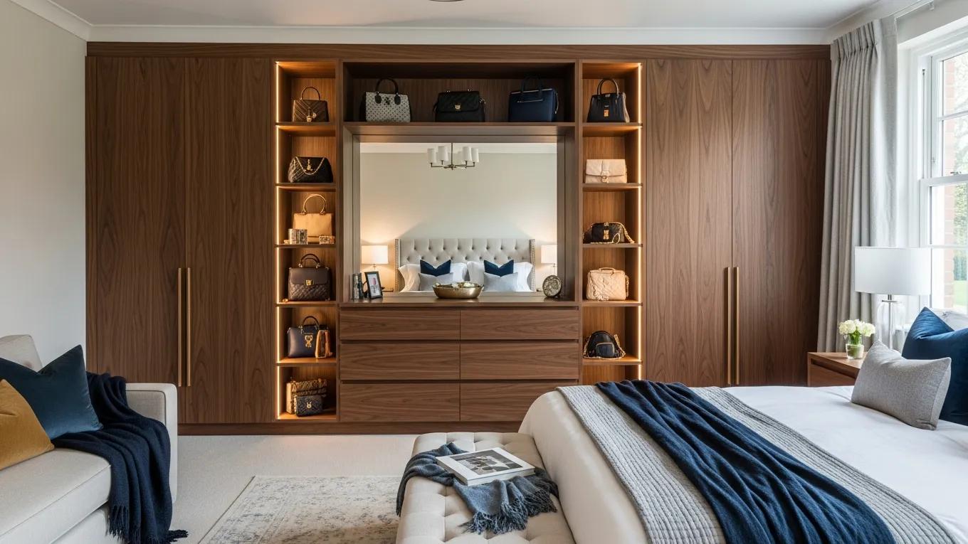 Bespoke fitted wardrobe in a carefully designed bedroom