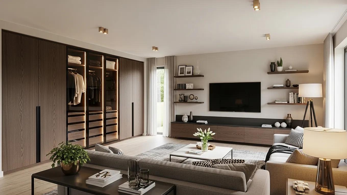 Compact bespoke media wall in a modern family living space