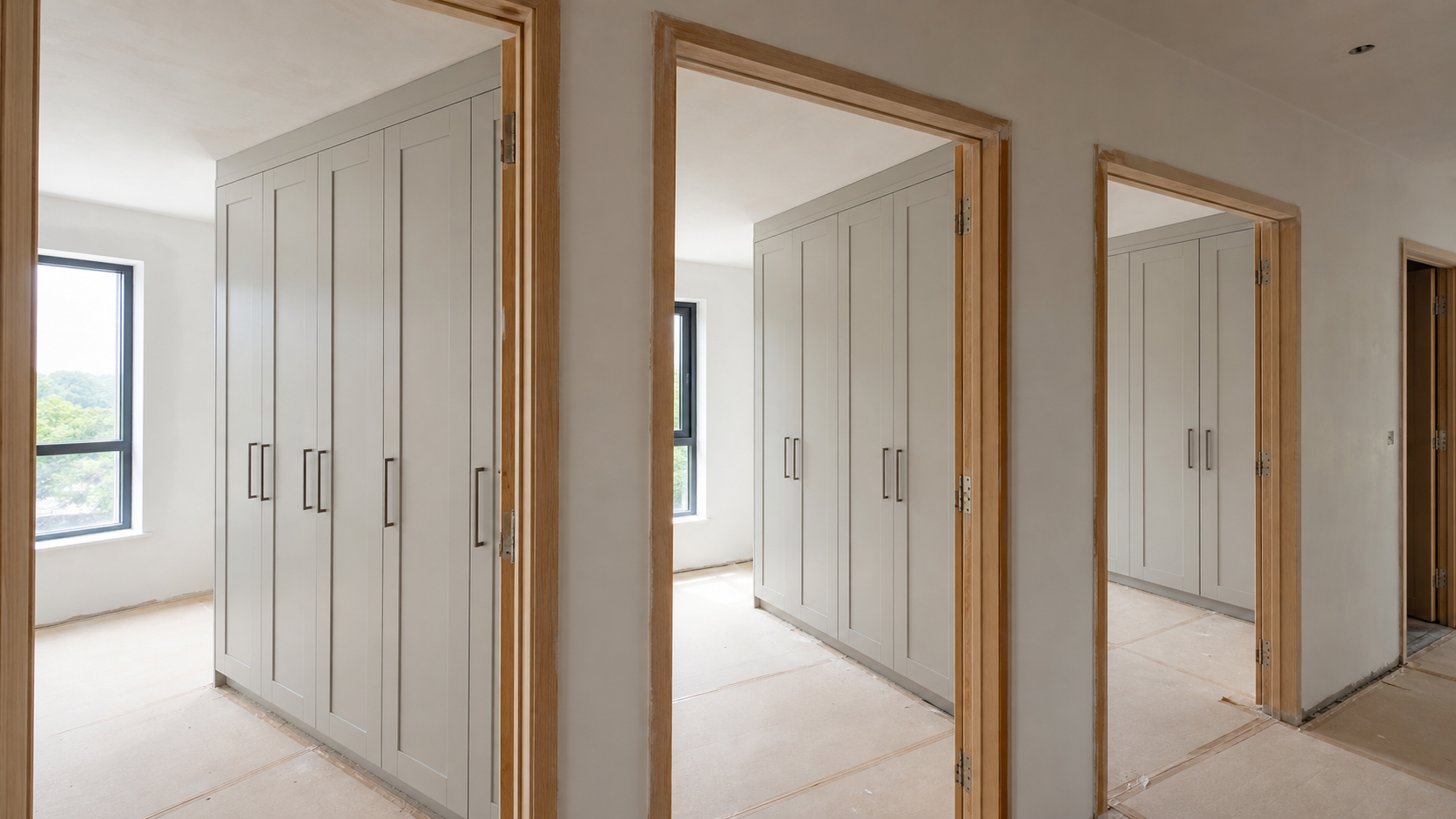Matching fitted wardrobe installations across a multi-unit housing scheme