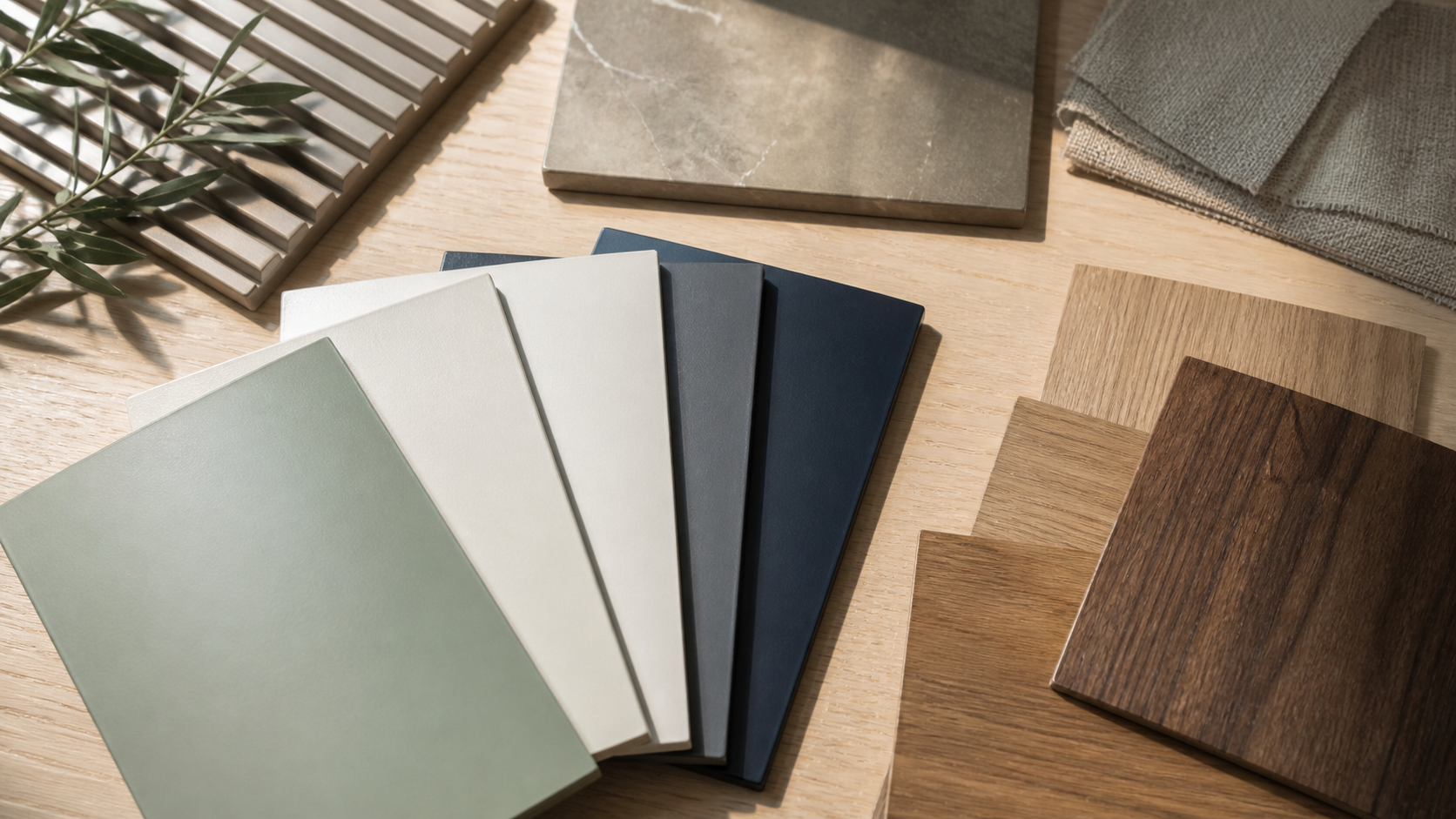 Painted wardrobe finish colours and timber veneer samples