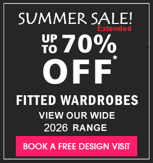 Summer Sale extended, up to 70% off selected fitted wardrobe ranges