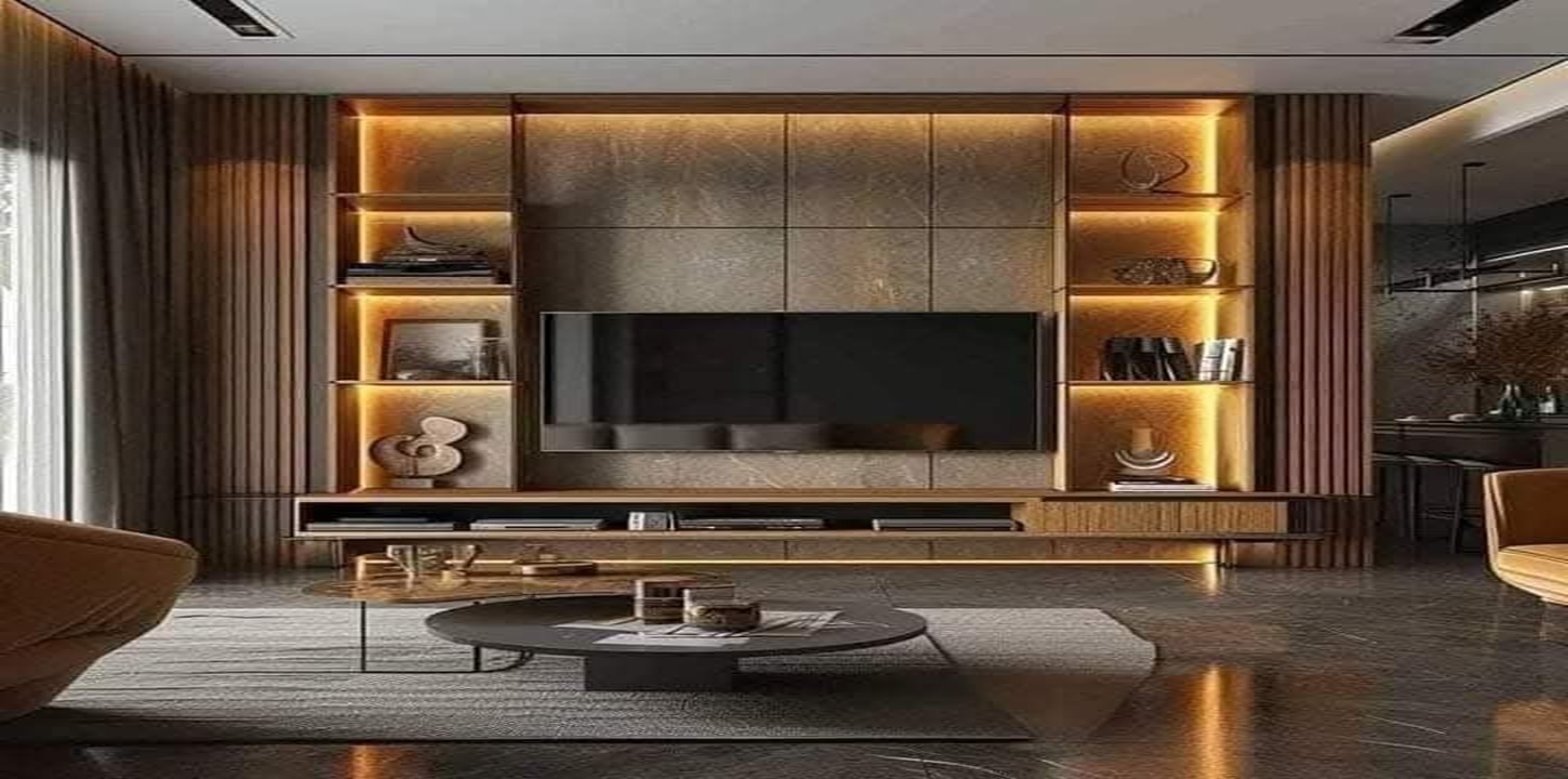 Integrated Display Bookcase Media Wall