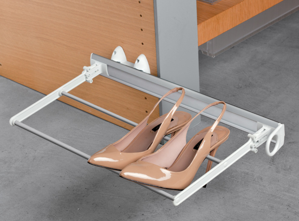 Pull Out Shoe Rack White Beige