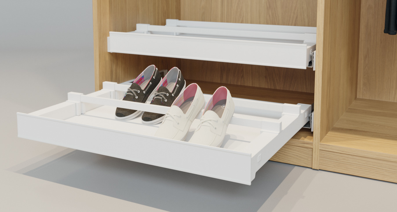 Shoe Rack Pull Out Frame White Veneer