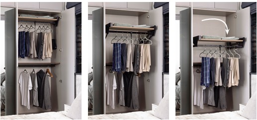 Wardrobe Lift Top Shelving Grey